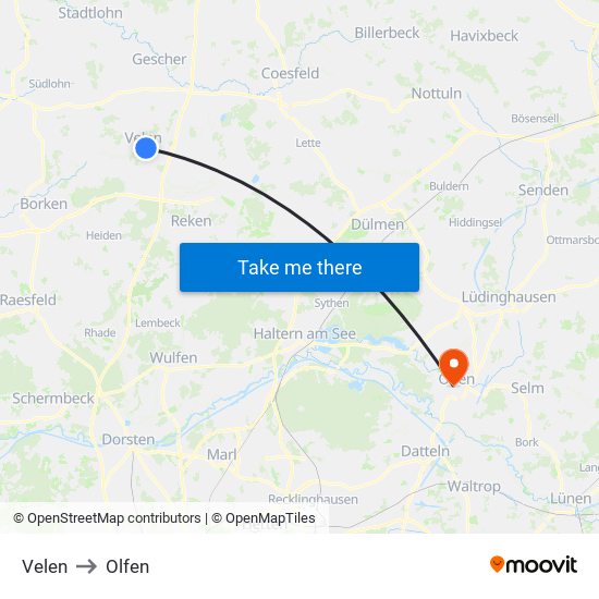 Velen to Olfen map