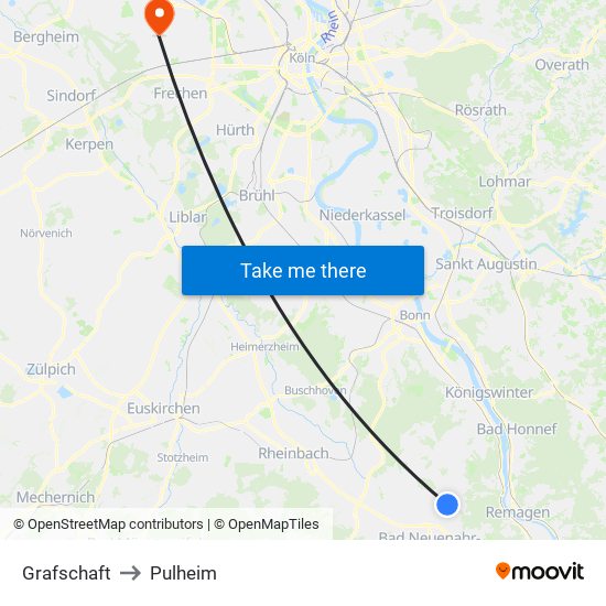 Grafschaft to Pulheim map