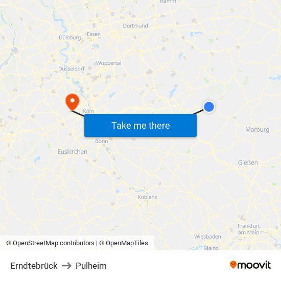 Erndtebrück to Pulheim map