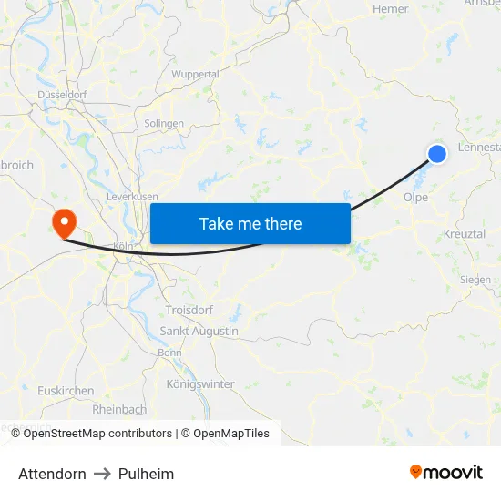 Attendorn to Pulheim map