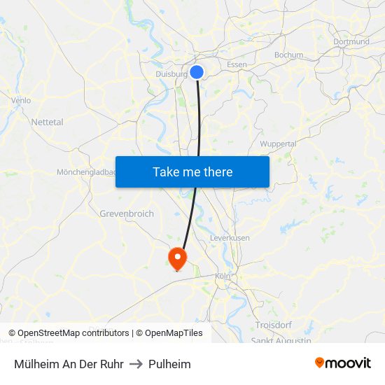 Mülheim An Der Ruhr to Pulheim map