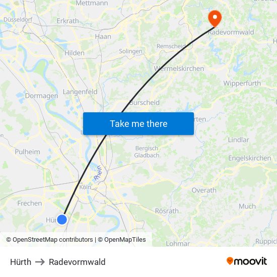 Hürth to Radevormwald map