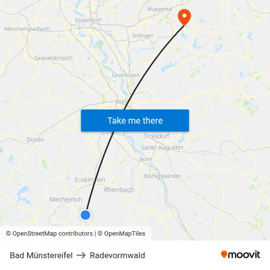 Bad Münstereifel to Radevormwald map