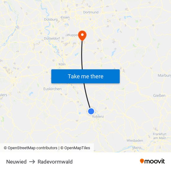 Neuwied to Radevormwald map