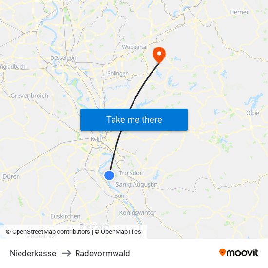 Niederkassel to Radevormwald map