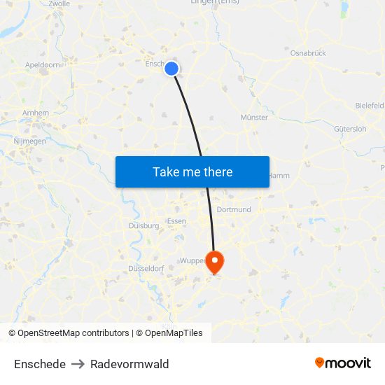 Enschede to Radevormwald map