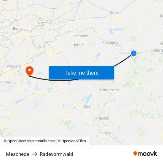 Meschede to Radevormwald map