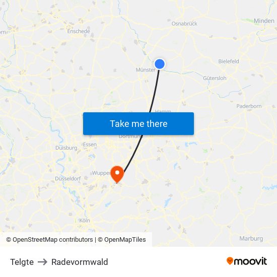 Telgte to Radevormwald map