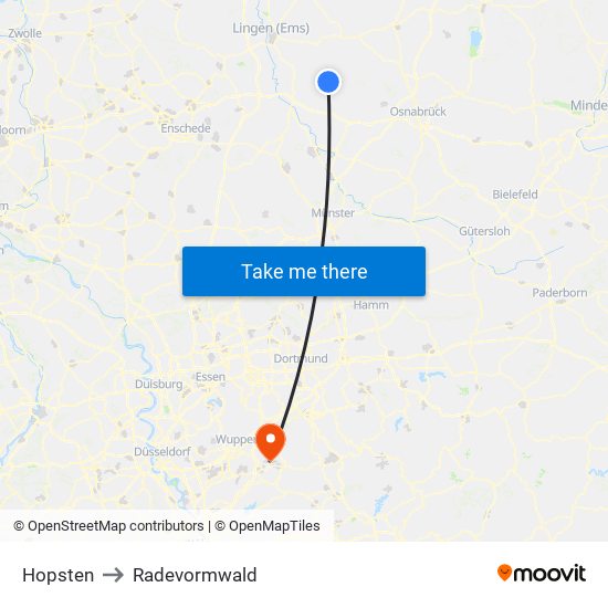 Hopsten to Radevormwald map