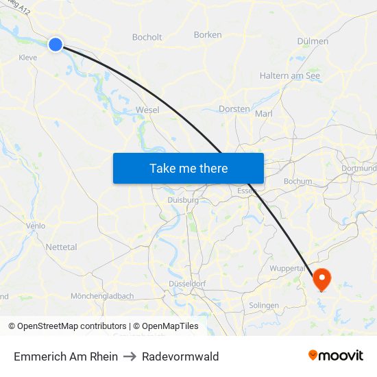 Emmerich Am Rhein to Radevormwald map