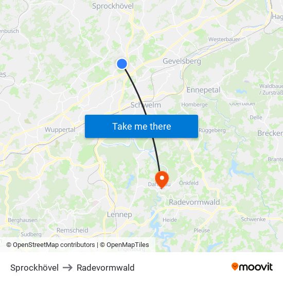 Sprockhövel to Radevormwald map