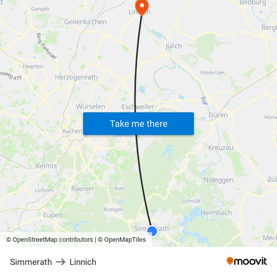 Simmerath to Linnich map