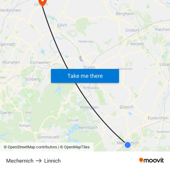 Mechernich to Linnich map