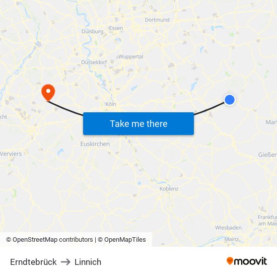 Erndtebrück to Linnich map