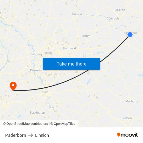 Paderborn to Linnich map