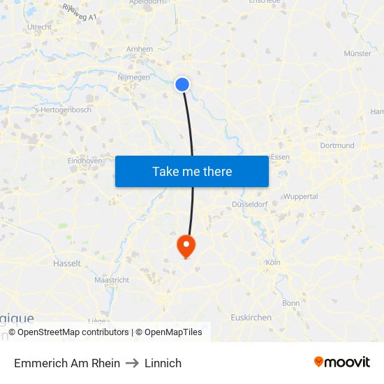 Emmerich Am Rhein to Linnich map