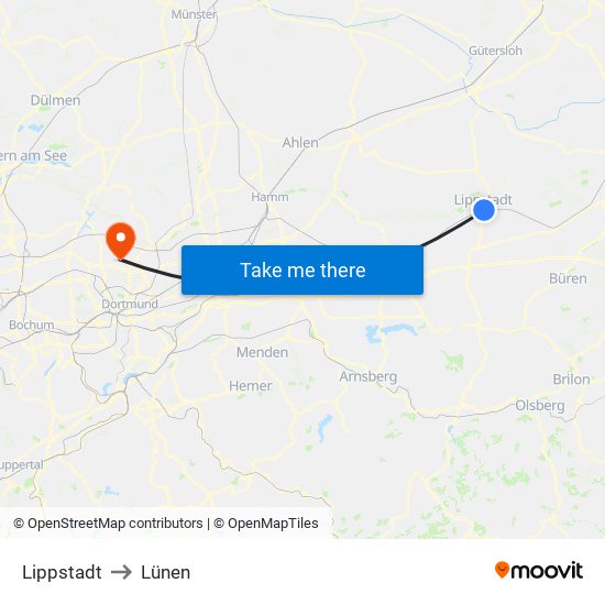 Lippstadt to Lünen map