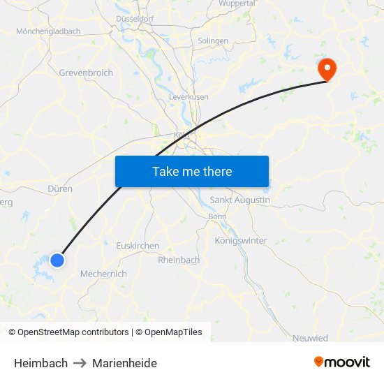 Heimbach to Marienheide map