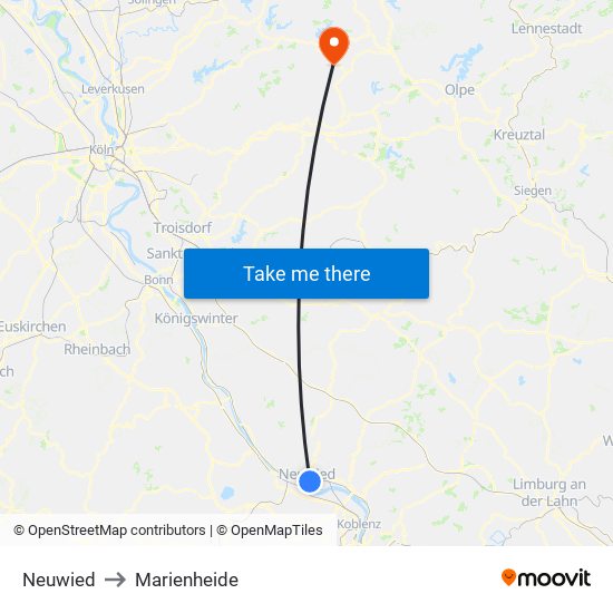 Neuwied to Marienheide map