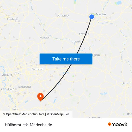 Hüllhorst to Marienheide map