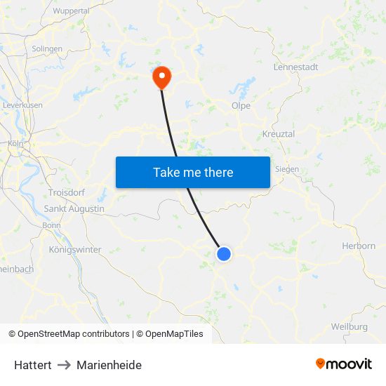 Hattert to Marienheide map