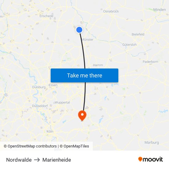 Nordwalde to Marienheide map