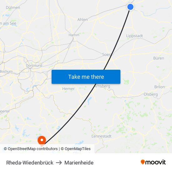 Rheda-Wiedenbrück to Marienheide map