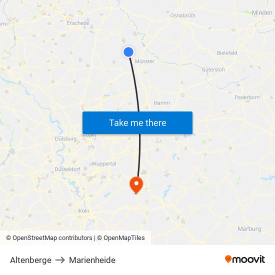 Altenberge to Marienheide map