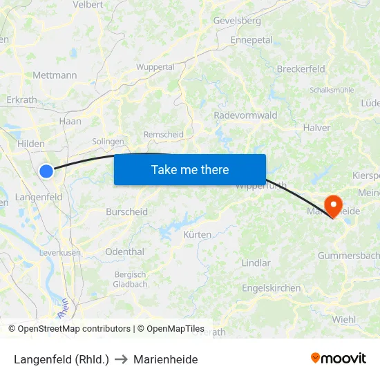 Langenfeld (Rhld.) to Marienheide map