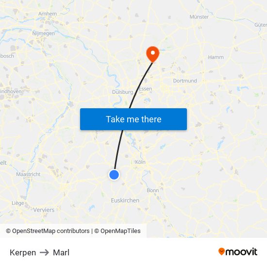 Kerpen to Marl map