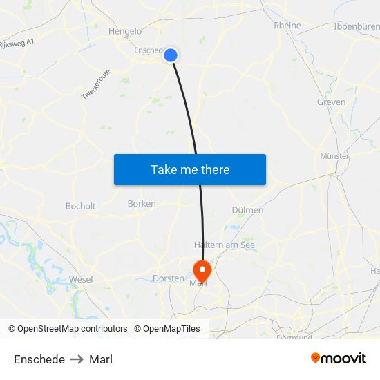 Enschede to Marl map