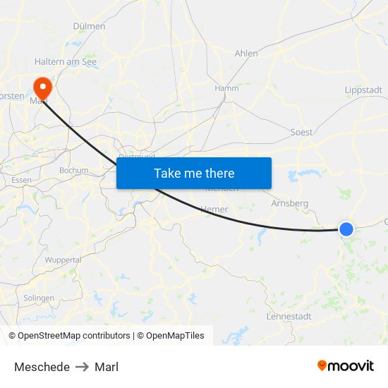 Meschede to Marl map