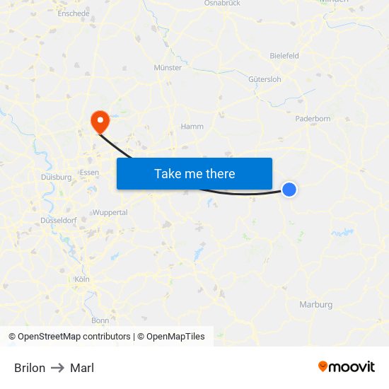Brilon to Marl map