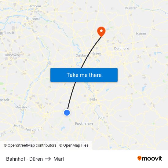 Bahnhof - Düren to Marl map