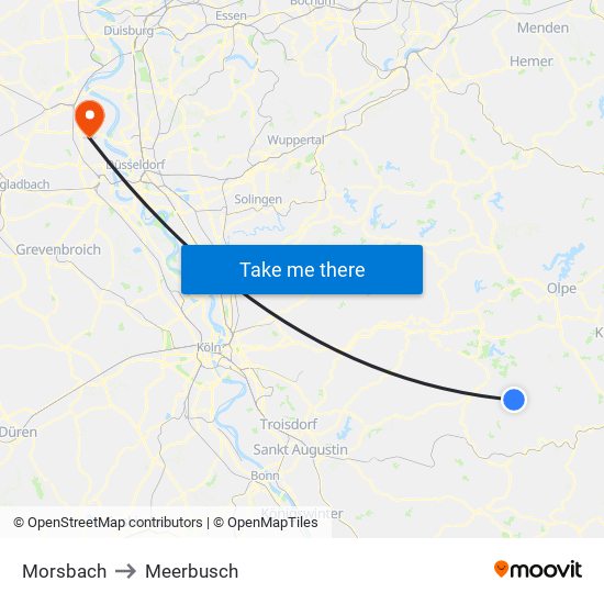 Morsbach to Meerbusch map