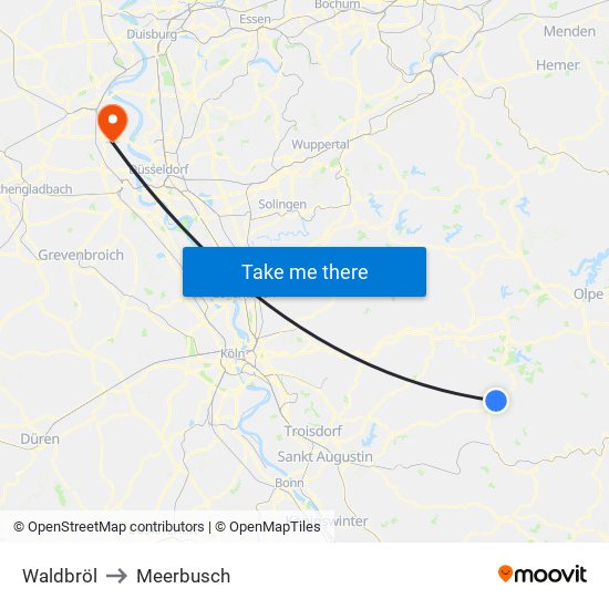 Waldbröl to Meerbusch map