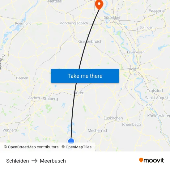 Schleiden to Meerbusch map
