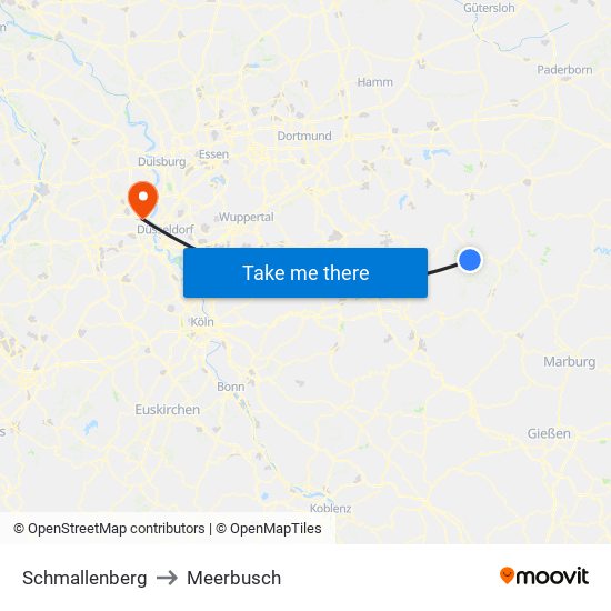 Schmallenberg to Meerbusch map