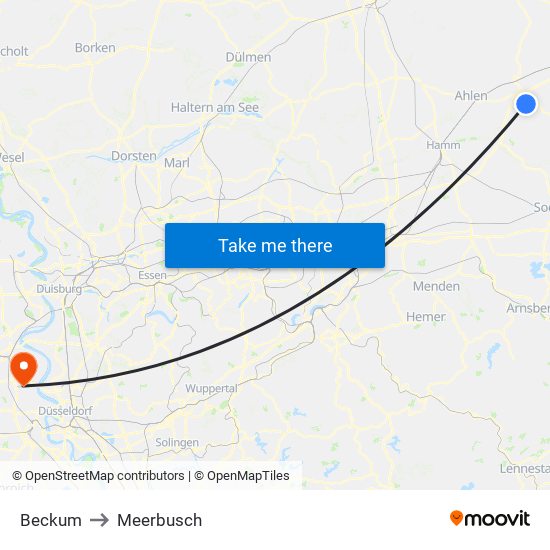 Beckum to Meerbusch map