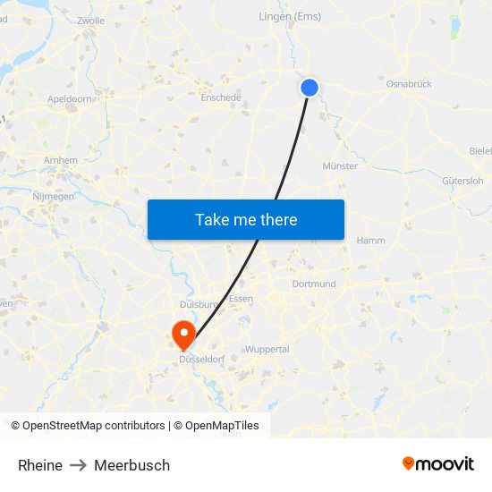 Rheine to Meerbusch map