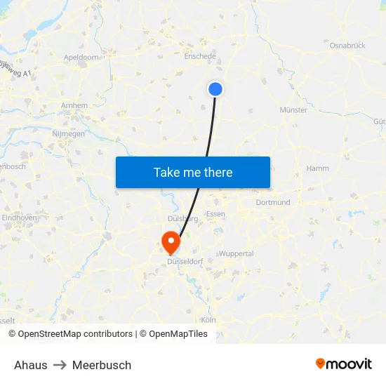 Ahaus to Meerbusch map