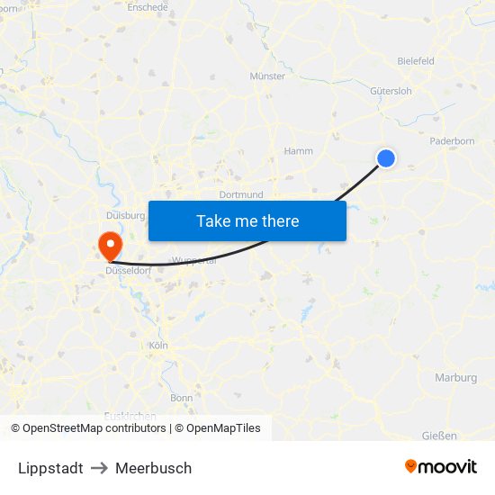 Lippstadt to Meerbusch map