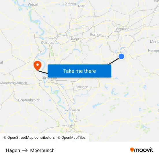 Hagen to Meerbusch map