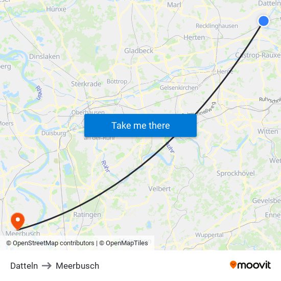 Datteln to Meerbusch map