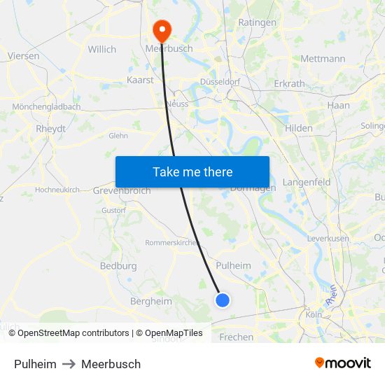 Pulheim to Meerbusch map