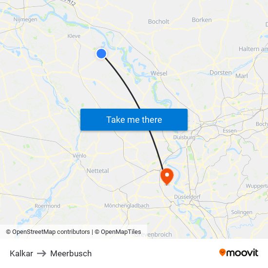 Kalkar to Meerbusch map