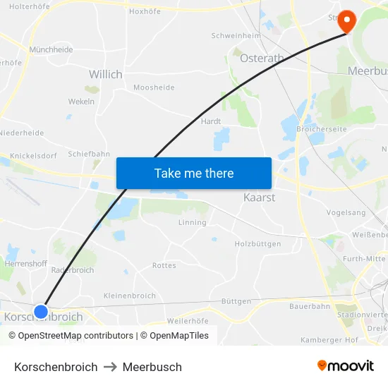 Korschenbroich to Meerbusch map