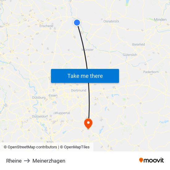 Rheine to Meinerzhagen map