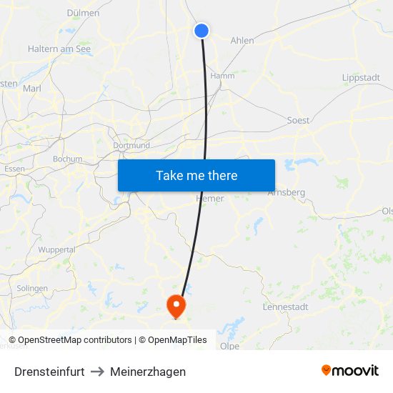 Drensteinfurt to Meinerzhagen map