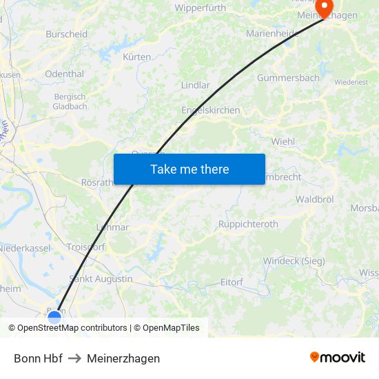 Bonn Hbf to Meinerzhagen map